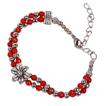Armkette Armband Bettelkette verstellbar rot silber 4640 Armkette Armband Bettelkette verstellbar rot silber 4640